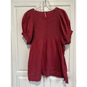 Free People Pink Elsie Puff Sleeve Tunic Top Shirt Blouse Womens Size Xsmall